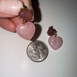 Rose Quartz Heart Earrings